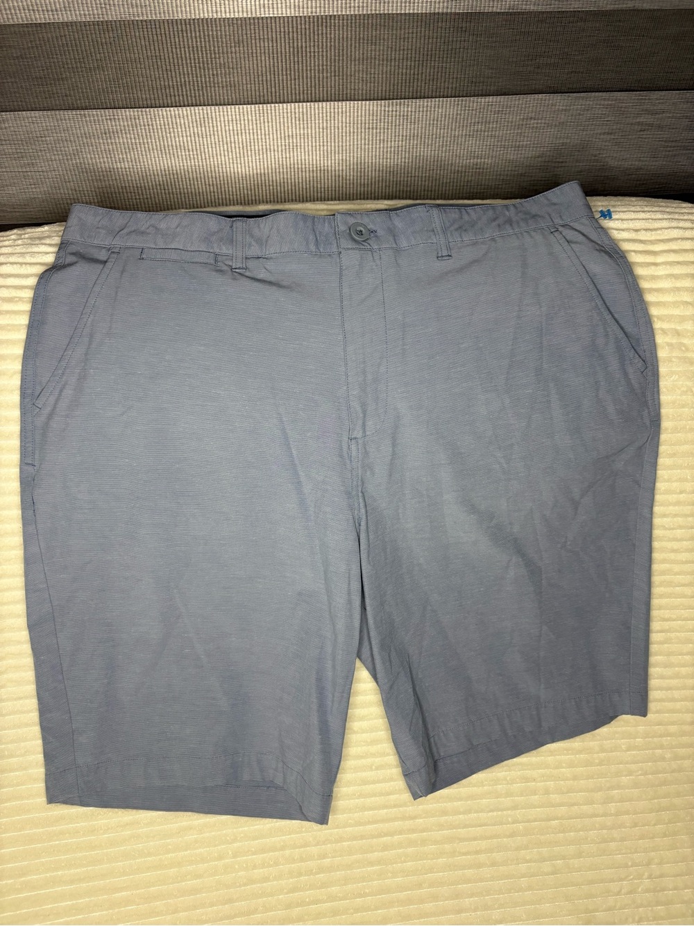 johnnie-O Men 38 Cross Country Prep Performance Golf Shorts Gray Blue Stretch
